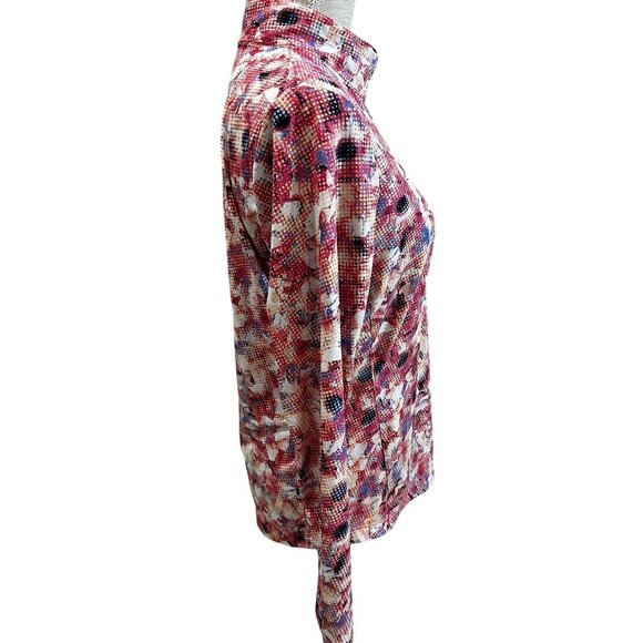 EP New York Bold Floral Pattern Long-Sleeve Zip-Up Blouse Womens M - Picture 2 of 10